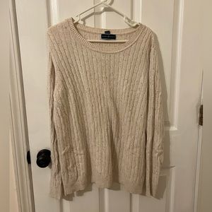 Karen Scott Cream Cable Knit Sweater
